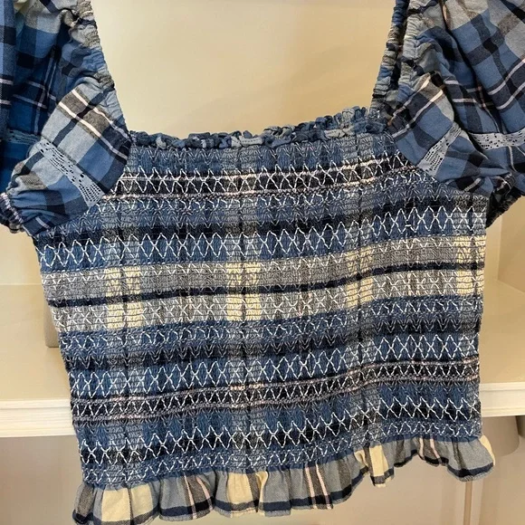 Love Shack Fancy Hersh Plaid Crop Top